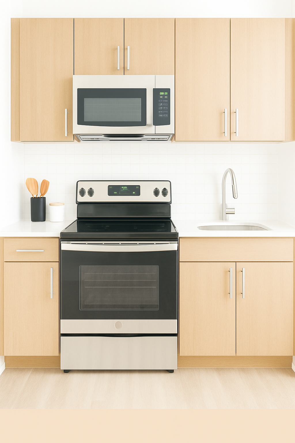Modern kitchen with stainless steel appliances