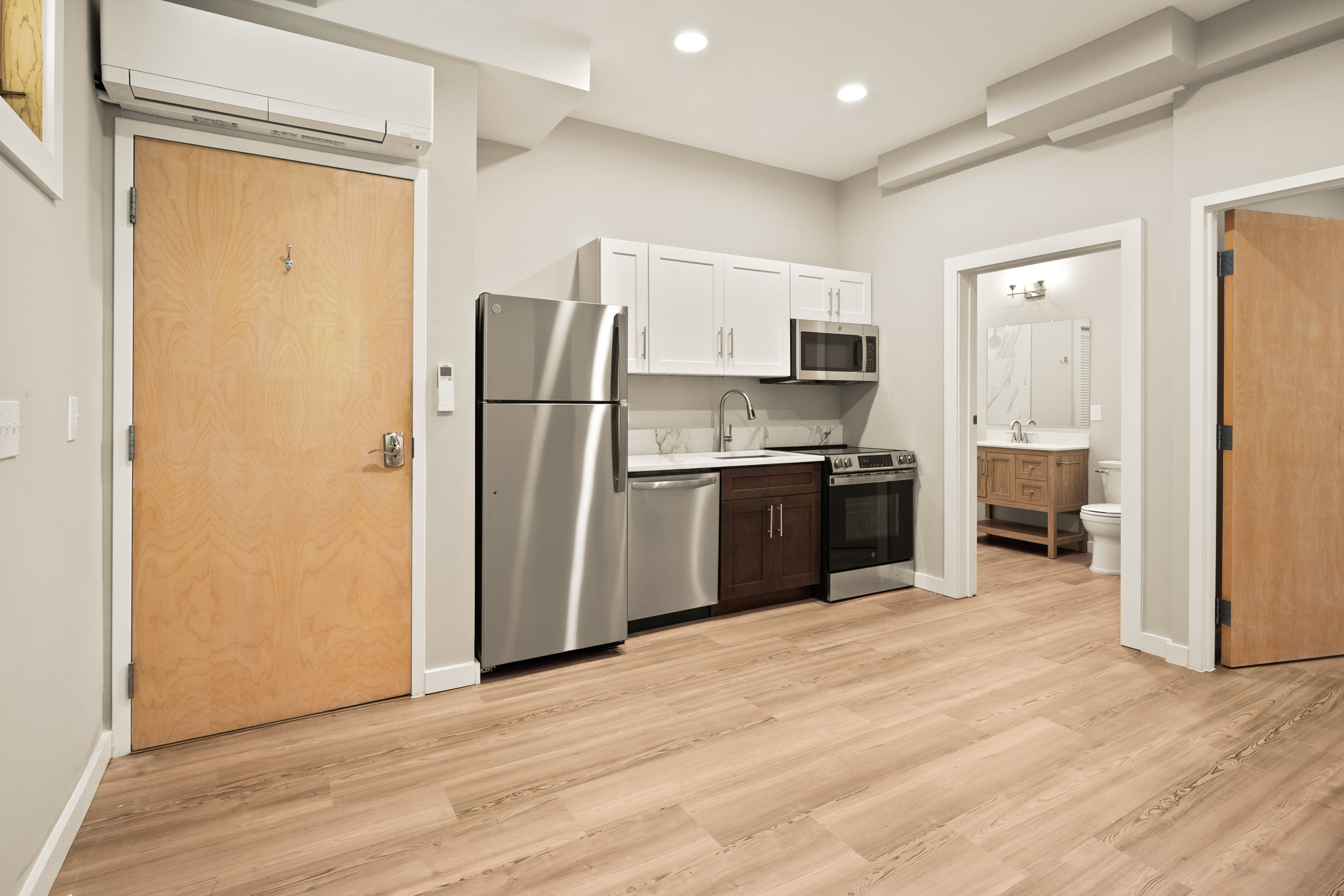 Unit 102 - Living area and kitchen